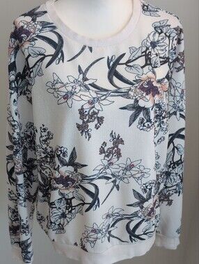 H&M Note Floreali Botanical Floral Cottagecore Oversized Thin Sweatshirt Top XL